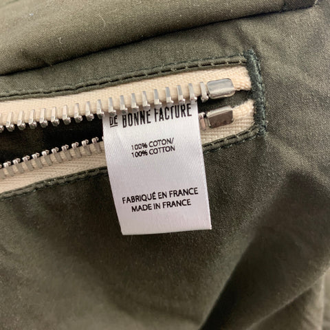 DE BONNE FACTURE Size M Green Olive Cotton Hooded Jacket