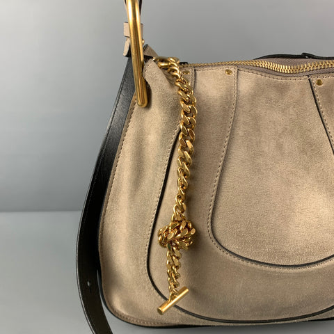 CHLOE Taupe Suede Cross Body Hayley Handbag