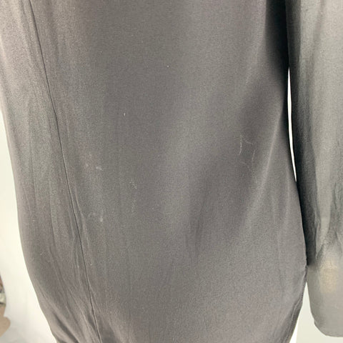 RALPH LAUREN Talla 8 Blusa negra de manga larga de viscosa y acetato