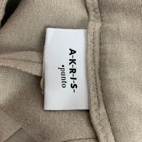 AKRIS Size 6 Oatmeal & White Stretch Viscose Blend Dress Pants