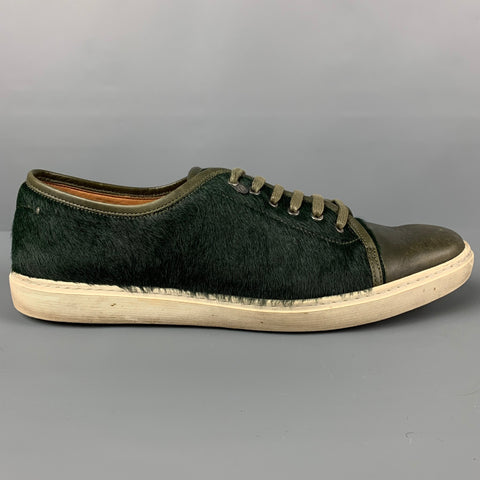 DONHALL & BELL Size 8 Green Leather Low Top Sneakers