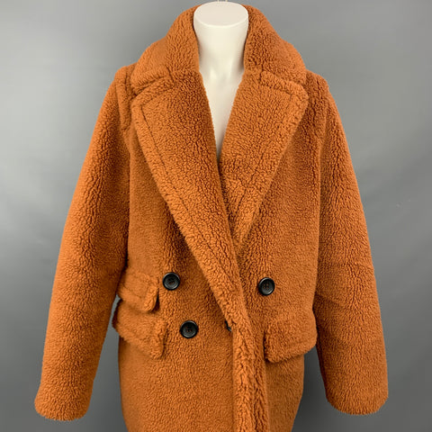 ADRIENNE LANDAU Taille M Manteau en fausse fourrure texturée en polyester marron
