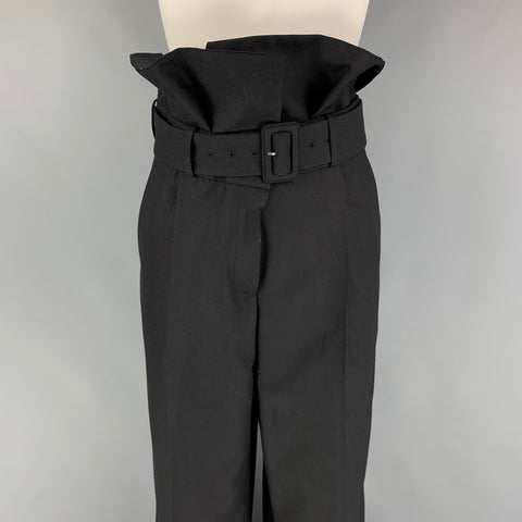 DRIES VAN NOTEN Size 8 Black Wool High Waisted Dress Pants