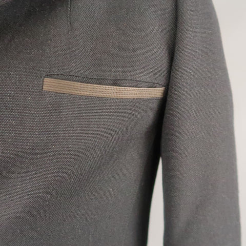 GUSTAVOLINS M Black Solid Wool  Notch Lapel Jacket