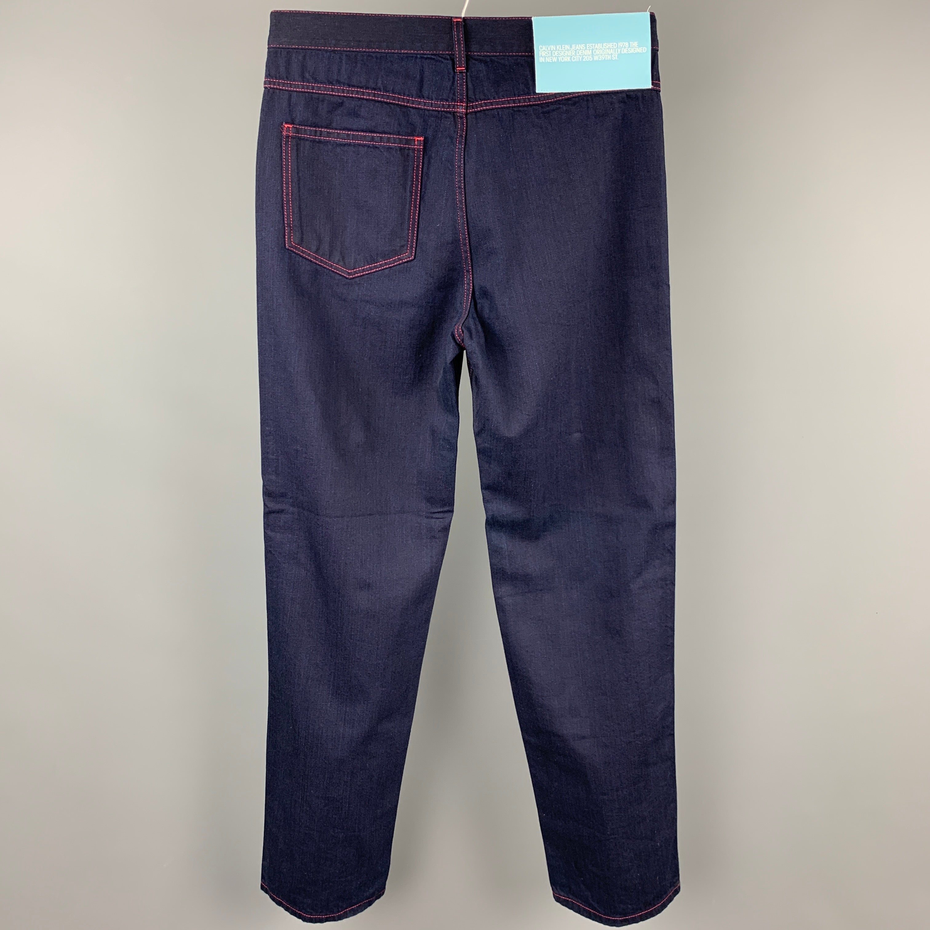 CALVIN KLEIN 205W39NYC by RAF SIMONS Size 32 Navy Contrast Stitch