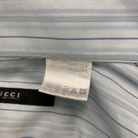 GUCCI Size M Blue Navy Stripe Cotton Long Sleeve Shirt