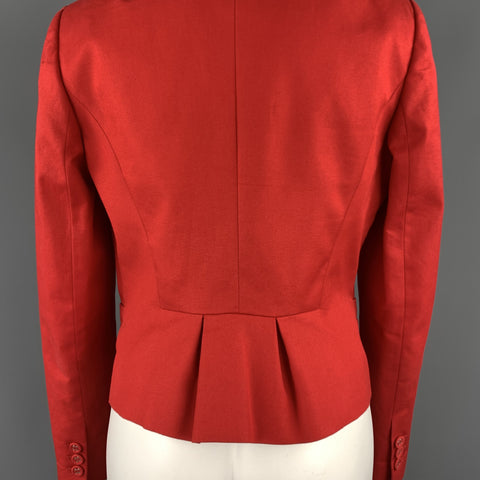 VALENTINO RED Size 8 Red Stretch Cotton Cropped Blazer