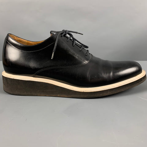 3.1 PHILLIP LIM Size 10 Black White Leather Platform Lace Up Shoes
