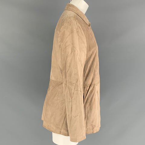 FACONNABLE Size M Tan Suede Goat Skin Hidden Buttons Jacket