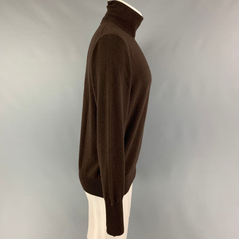 ERMENEGILDO ZEGNA Size M Brown Cashmere Turtleneck Sweater