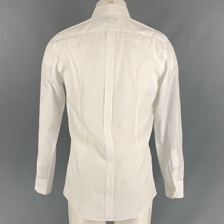 DOLCE & GABBANA Size M White Solid Cotton Button Up Long Sleeve Shirt