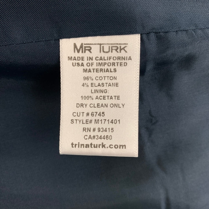 MR TURK Size 42 Navy & Blue Textured Cotton Single Breasted Suit