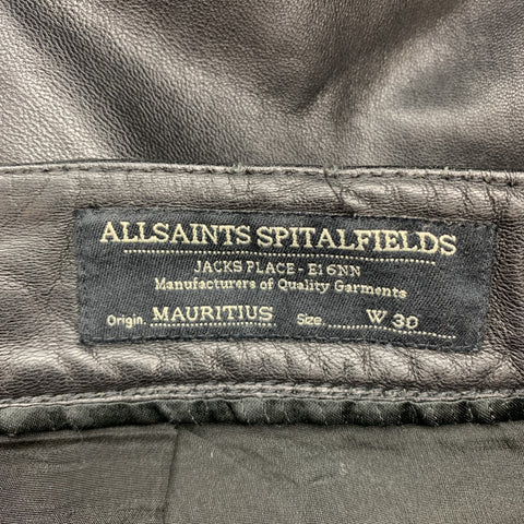 ALLSAINTS SPITALFIELDS Size 30 Black Leather Biker Jean Cut Pants