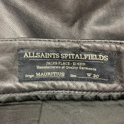 ALLSAINTS SPITALFIELDS Size 30 Black Leather Biker Jean Cut Pants