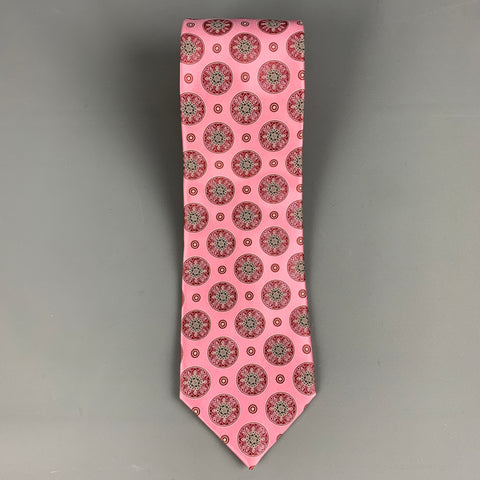 ERMENEGILDO ZEGNA Pink White Circles Silk Tie