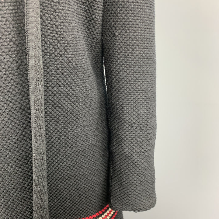 ST. JOHN Taille S Manteau cardigan rayé rouge en tricot noir