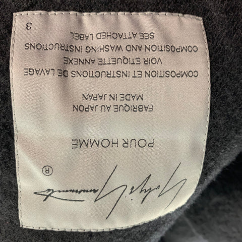 YOHJI YAMAMOTO Size L Black Wool Zip Up Jacket