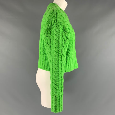 AMI by ALEXANDRE MATTIUSSI Jersey corto de punto de ochos de lana verde talla M