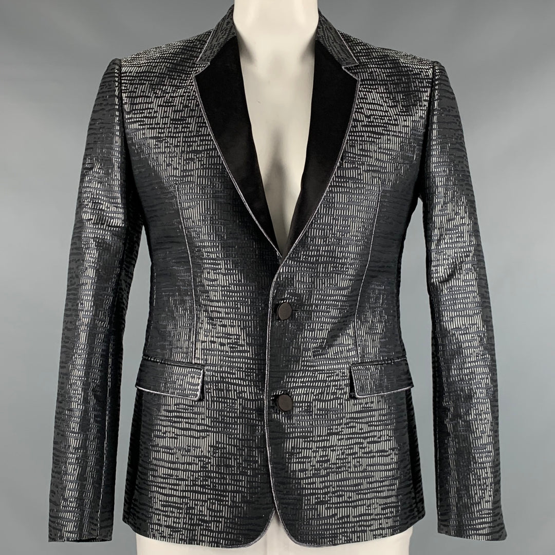 VIKTOR & ROLF Size 42 Black Metallic Jacquard Polyester Blend Sport Coat