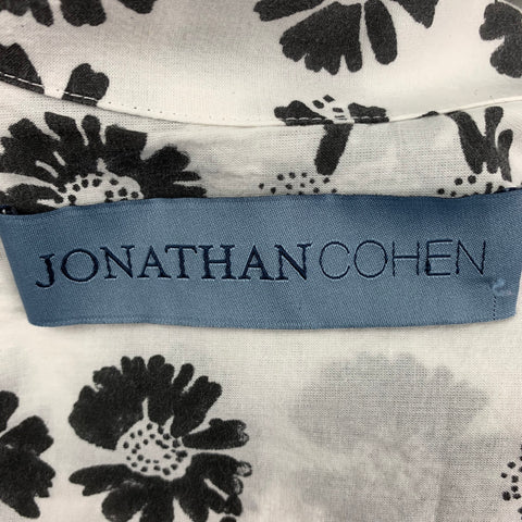 JONATHAN COHEN Size XS White Black Floral Cotton Camp Short Sleeve Shirt