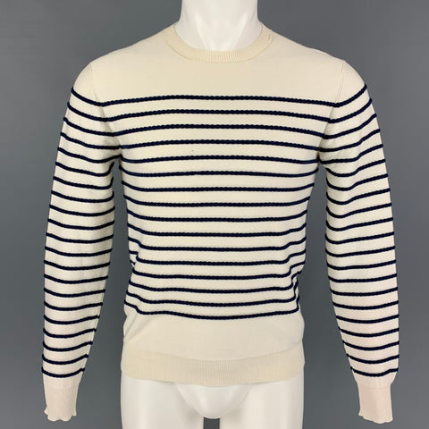 DIOR Size XS Cream Navy Stripe Cotton Blend Nautical Pullover