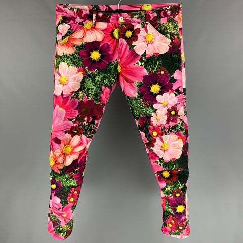 G-STAR Size 38 Multi-Color Floral Cotton Button Fly 3D Tapered Casual Pants