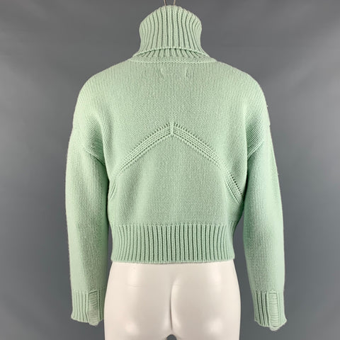 RHUDE Taille XS Bleu Aqua Cachemire Laine Brodée Col Roulé Haut Décontracté