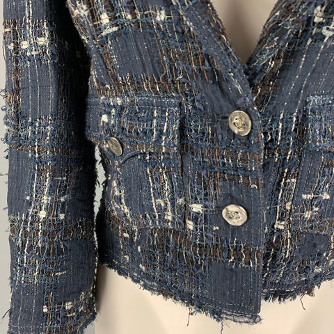 CHANEL M4298 06P Talla 4 Chaqueta bouclé multicolor azul marino