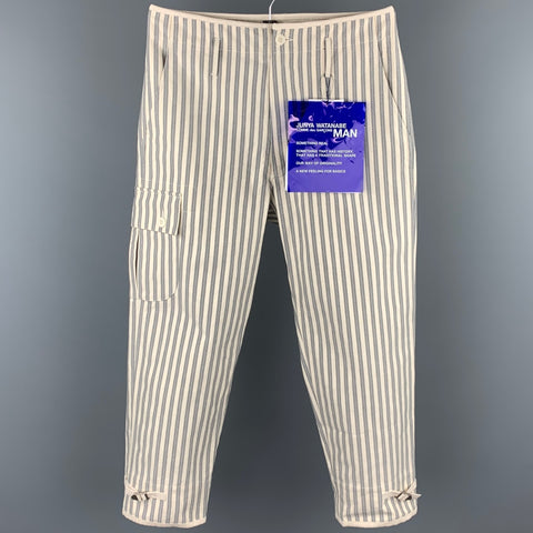 JUNYA WATANABE Size S Beige & Grey Vertical Stripe Cotton Casual Pants