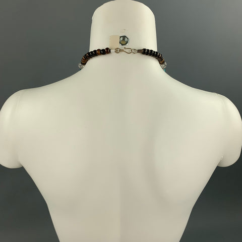 ZYRLAT Turquoise Silver Tone Beaded Necklace