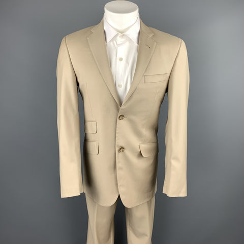 BURBERRY LONDON Size 36 Solid Tan Wool Notch Lapel Suit