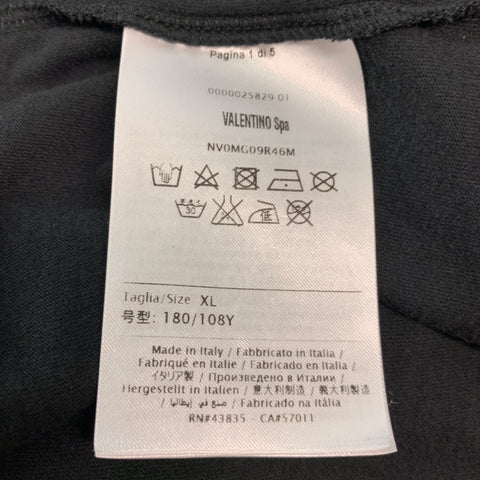 VALENTINO Taille XL T-shirt à col rond en coton graphique noir