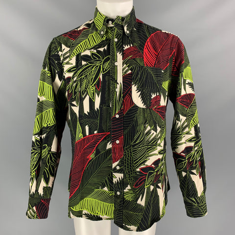GITMAN VINTAGE Size L Green &  Red Print Cotton Button Down Long Sleeve Shirt