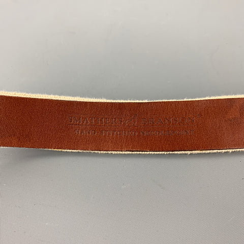 SMATHERS & BRANSON Size 40 Beige & Navy Embroidered Belt