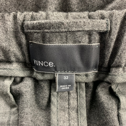 VINCE Talla 32 Pantalones casuales con cinturilla elástica en mezcla de poliéster gris jaspeado