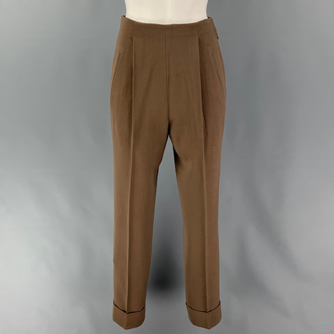 RALPH LAUREN Purple Label Size 2 Tan Wool Double Breasted Pants Suit