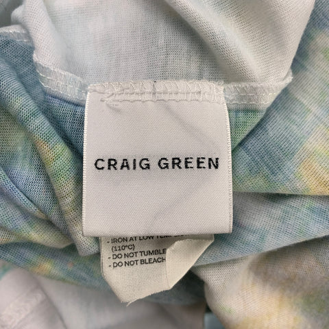CRAIG GREEN Size L White & Green Abstract Polyester Short Sleeve T-shirt
