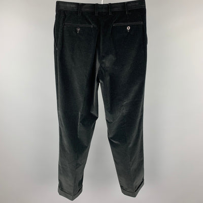 BRIONI Size 32 Black Corduroy Cuffed Hem Dress Pants