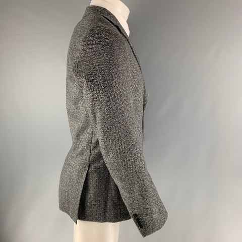 PAUL SMITH Chest Size 40 Grey Black Herringbone Wool / Cashmere Sport Coat