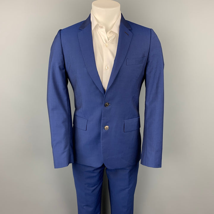 PAUL SMITH Soho Fit Size 38 Regular Blue Wool / Mohair Notch Lapel Suit