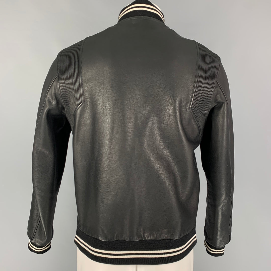 JOHN ELLIOTT Season Ten Size M Black White Leather Bomber Jacket