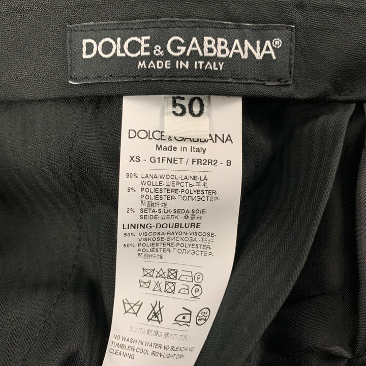 DOLCE &amp; GABBANA Taille 40 Costume 3 pièces châle en laine vierge à rayures grises régulières
