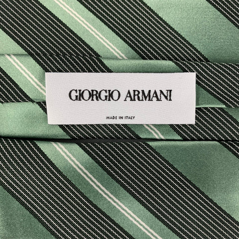 GIORGIO ARMANI Green &  Black Diagonal Stripe Silk Tie