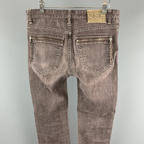 JOHN VARVATOS * U.S.A. Size 32 Grey Wash Denim Button Fly Jeans