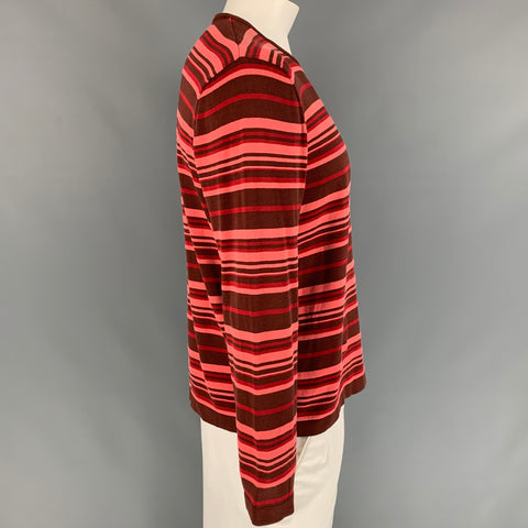 VERSACE CLASSIC Size XL Brown & Pink Stripe Cotton Crew-Neck Pullover