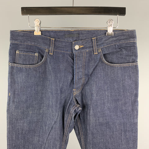 PRADA Size 33 Indigo Contrast Stitch Denim Button Fly Jeans