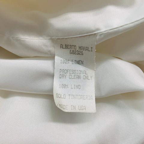 ALBERTO MAKALI Size 6 White Linen Single Breasted Blazer
