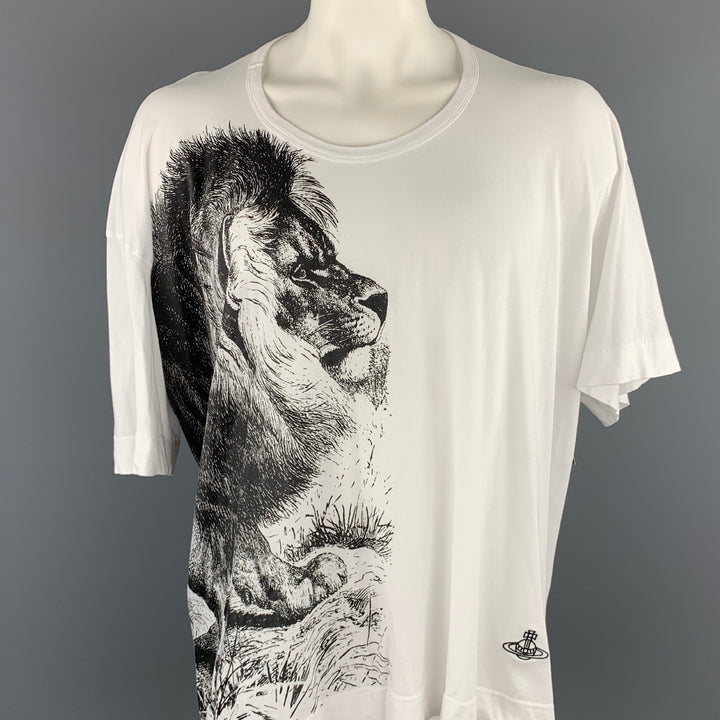 VIVIENNE WESTWOOD ANGLOMANIA Size One Size White Lion Graphic Cotton Scoop Neck T-shirt