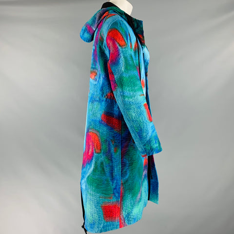 CRAIG GREEN SS19 Size S Blue Multi-Color Dyed Polyester Hooded Coat