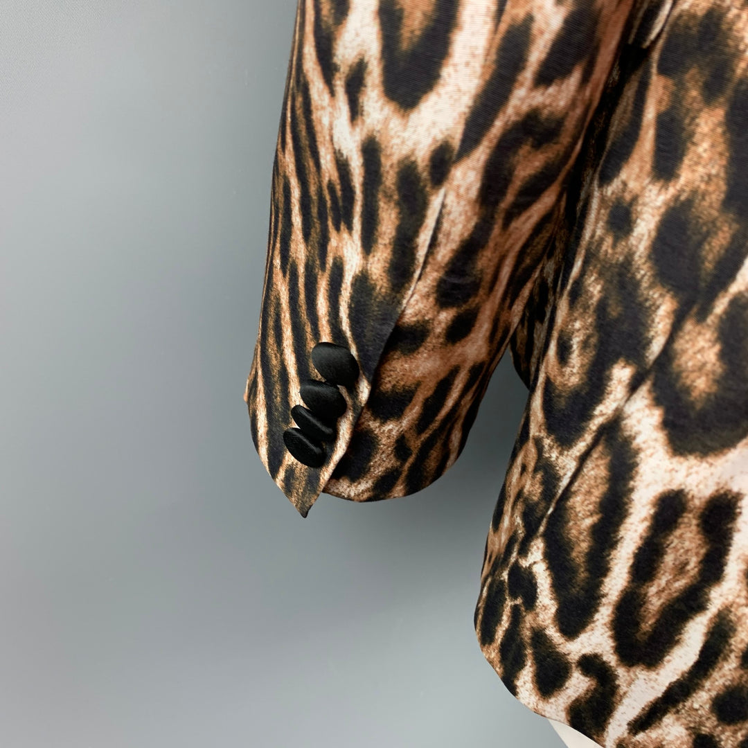 R13 SS 2019 Size L Tan & Black Leopard Print Viscose Blazer Jacket